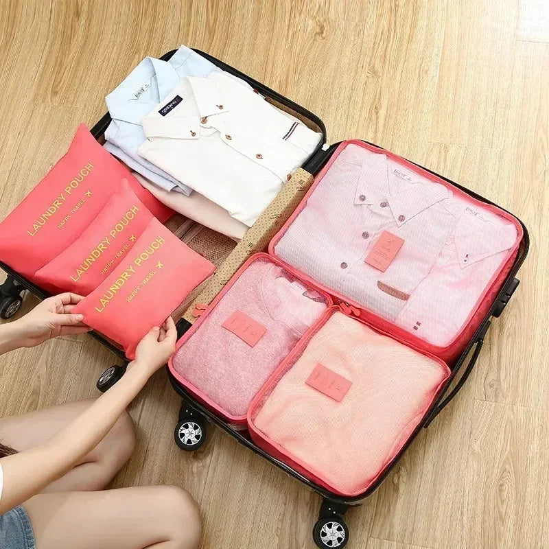 6-Piece Travel Packing Organizer Set – Suitcase Storage Bags
