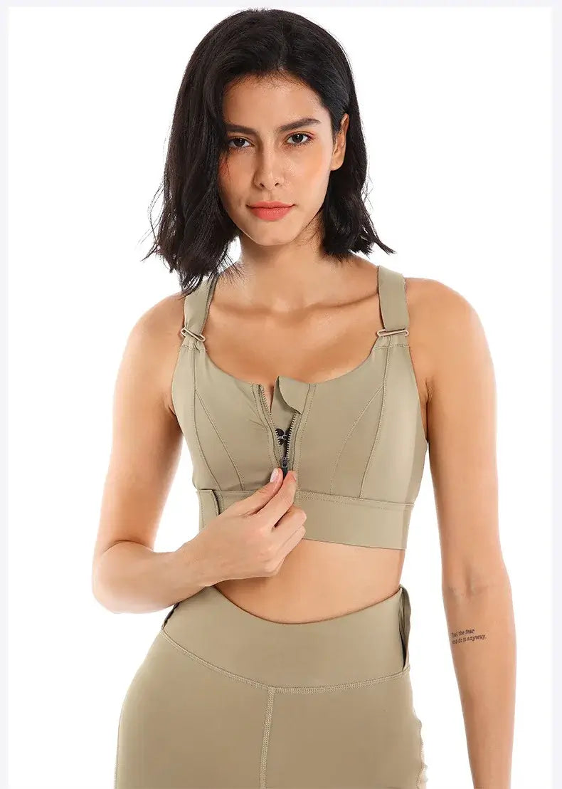Women Front Zipper Sports Bra Plus Size