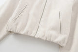 Women Red Zipper Cropped Bomber Jacket