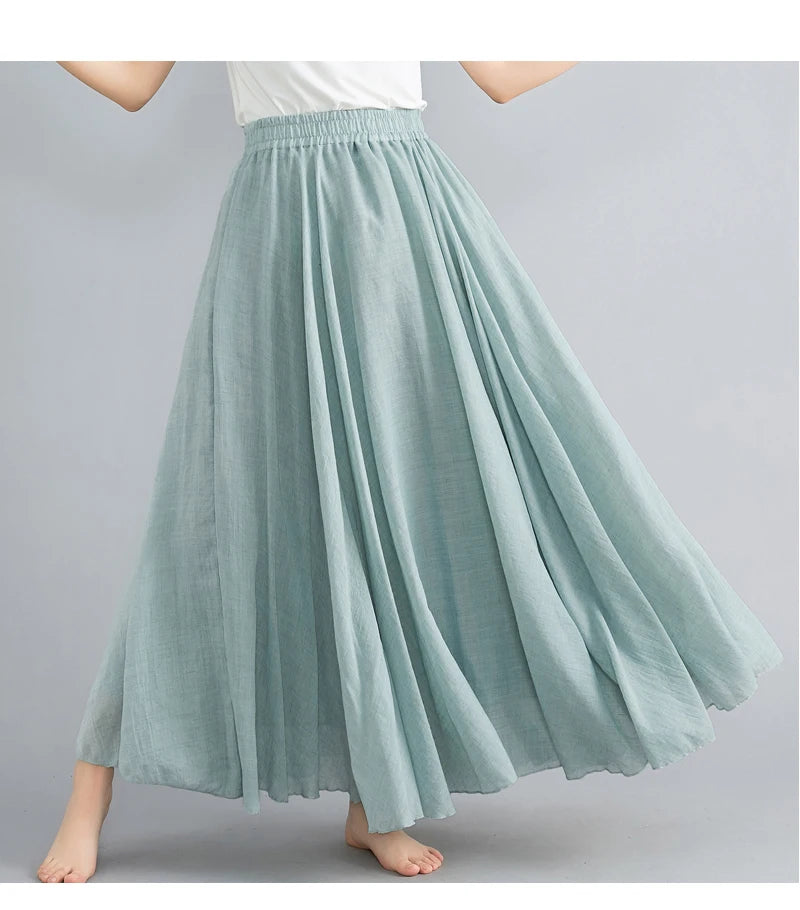 Women Linen Maxi Skirt