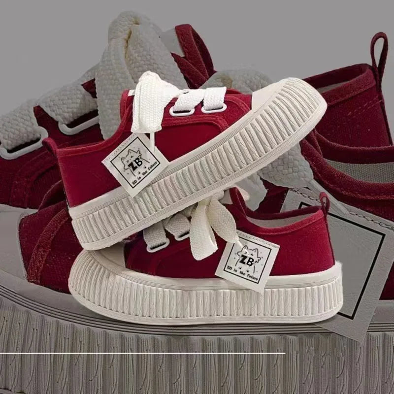 Women Canvas Shoes Soft Sole Lace Up Sneakers