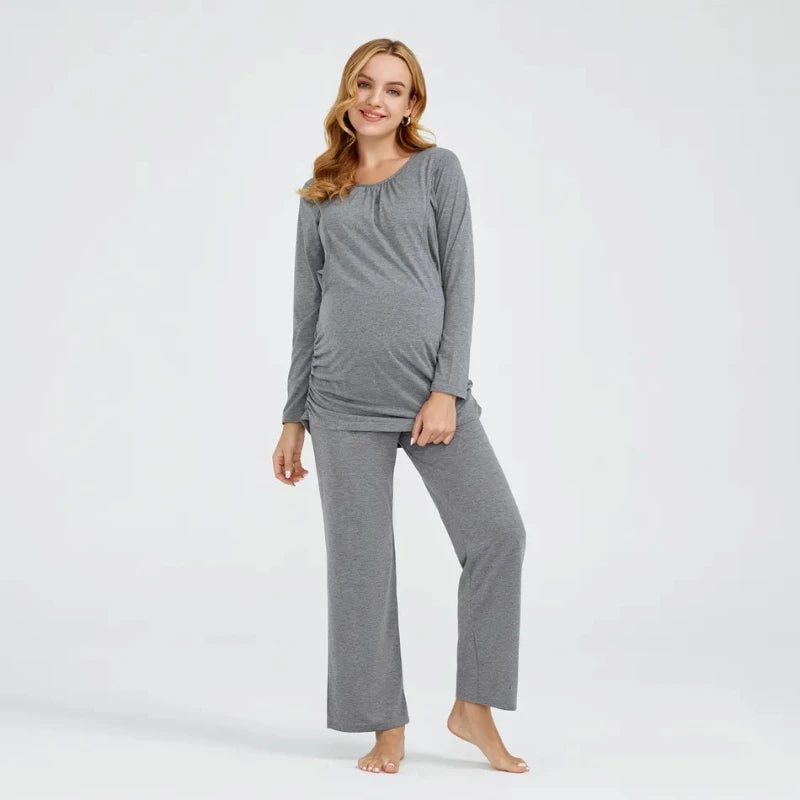 Long Sleeve Nursing Maternity Pajamas