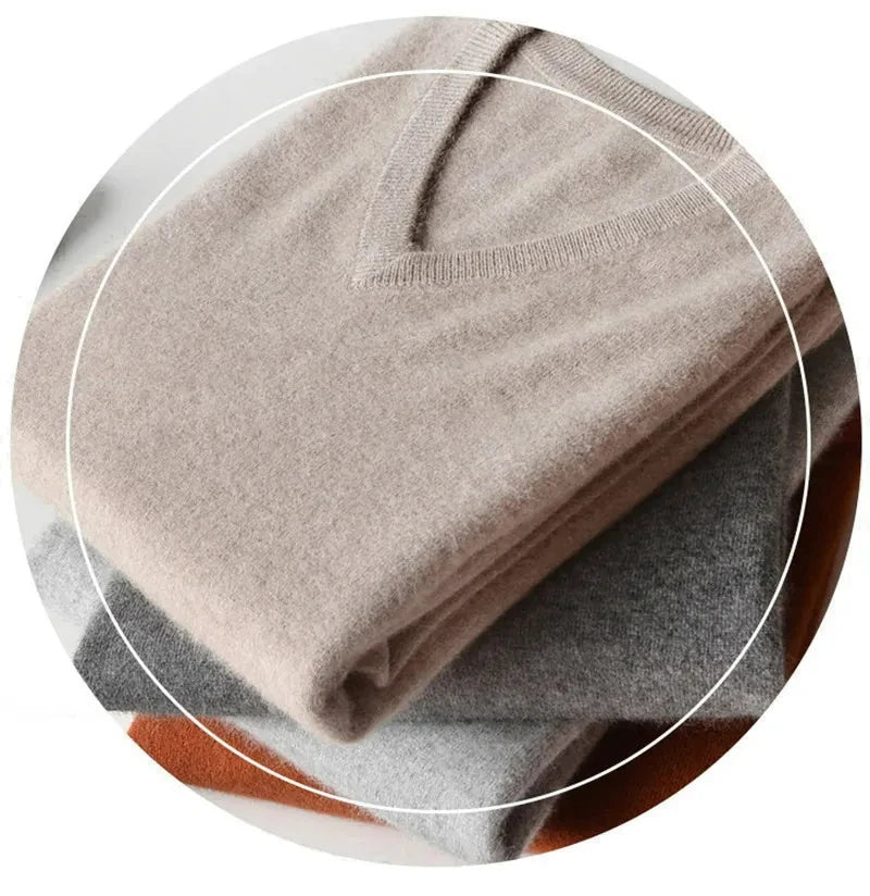 Men's Plus Size Wool V-Neck Sweater