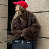 Neo Mint Gradient Faux Fur Oversized Women's Winter Coat