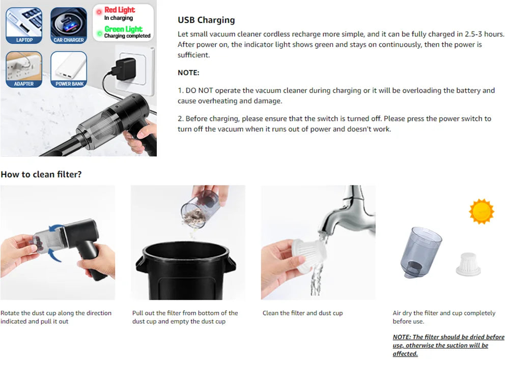 Portable Mini Car Vacuum Cleaner