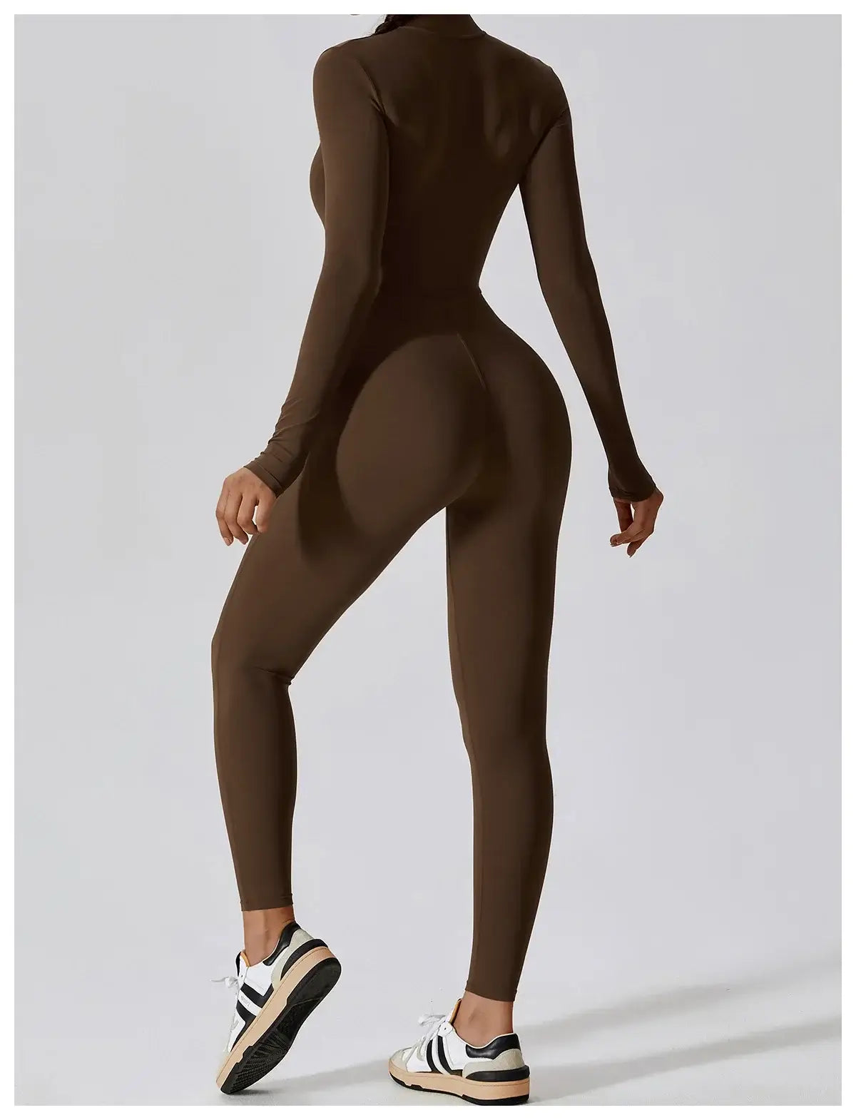 Women Fitness Zipper Long Sleeve Jumpsuit