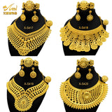 Luxury Indian bridal jewelry necklace set featuring 24K gold-plated designs, including necklaces, earrings, and bracelets.