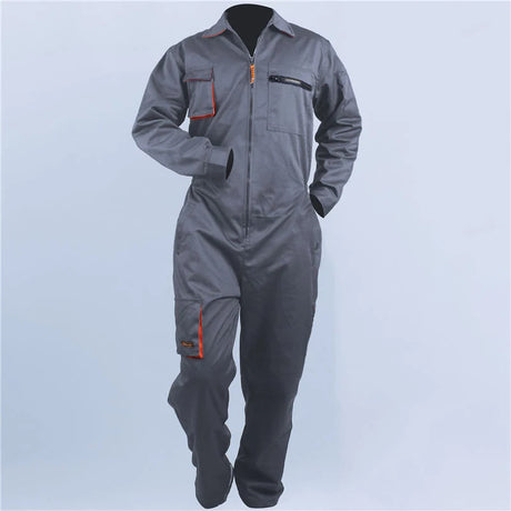 Mechanic welding coveralls in grey, unisex, waterproof and quick-dry, ideal for auto repair and safety.