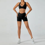 Women Deep V Hollow Back Sports Bra