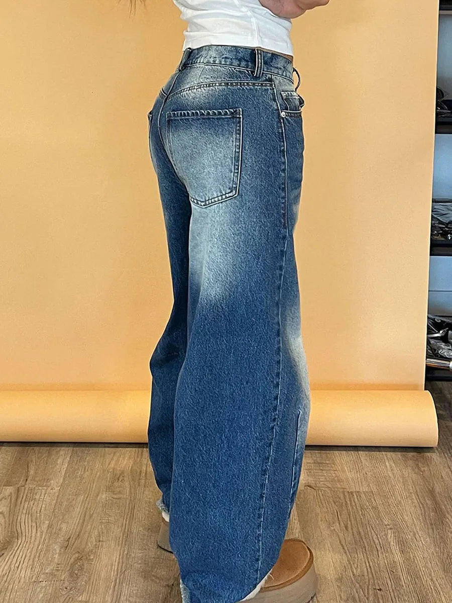 Women Retro High-Waist Barrel Jeans