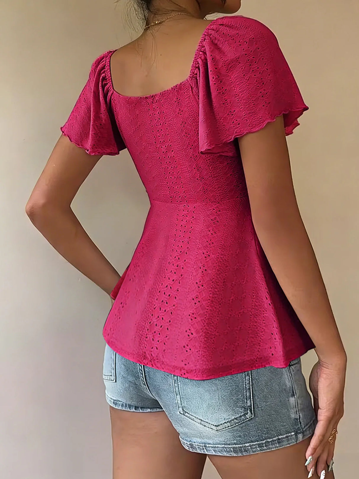 Luna Lace-Up V-Neck Blouse