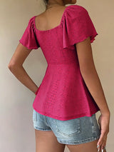 Luna Lace-Up V-Neck Blouse