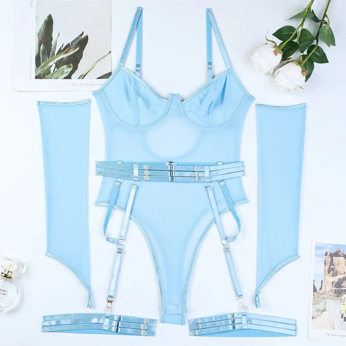 Women Mesh Splicing Suspender Jumpsuit