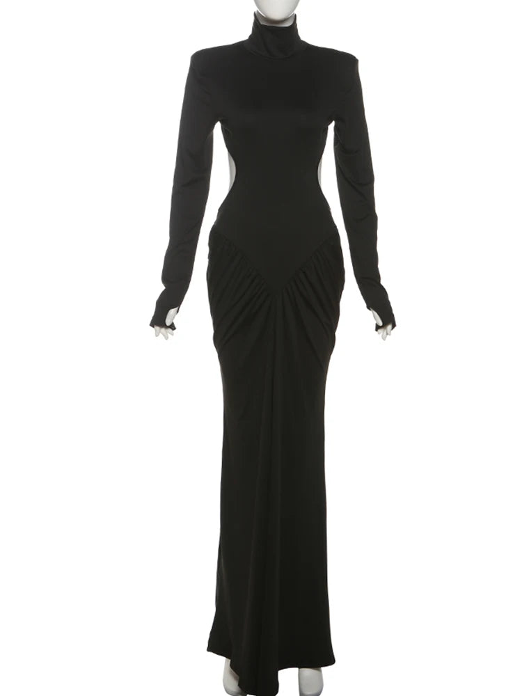 Women's Backless Ruched Maxi Dress