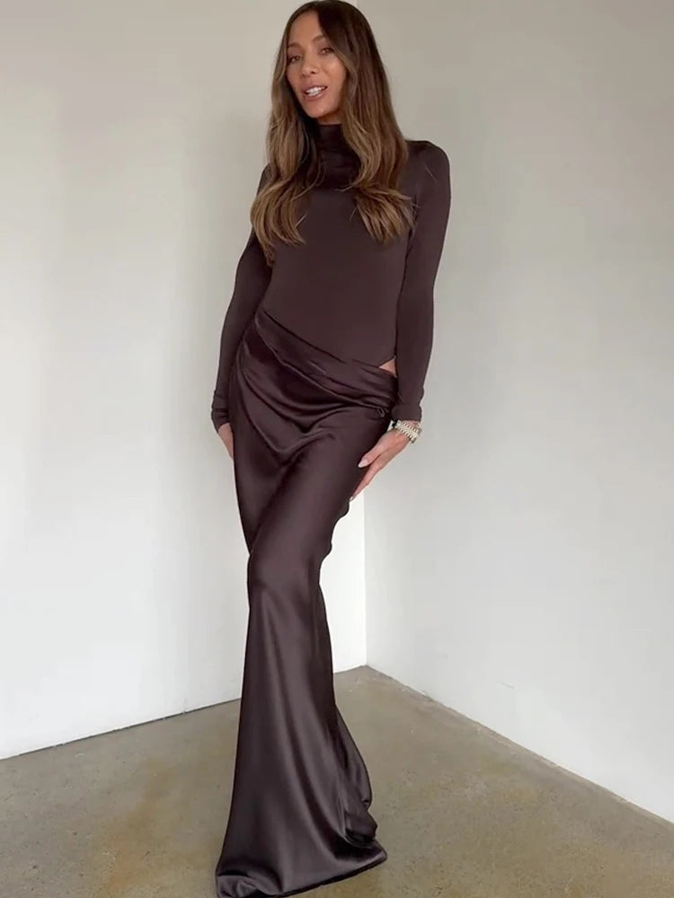 Luxe Satin Cutout Maxi Dress