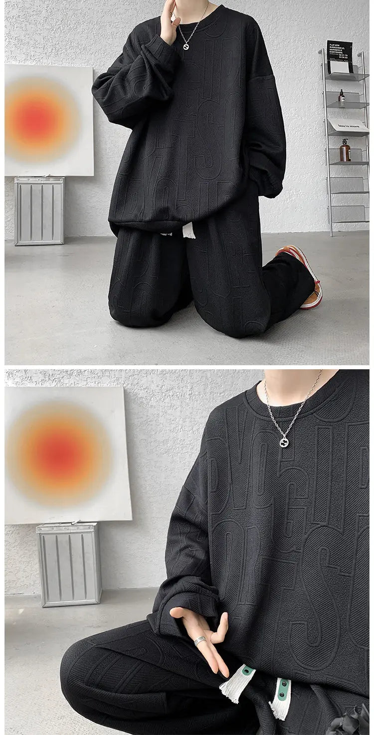Men’s Plus Size Plain Tracksuit Set M–5XL