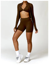 Women's Zip Long Sleeve Yoga Jacket – Gym Push-Up Sportswear Top