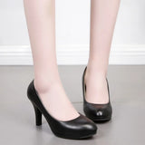 Black Work Pumps – Mid Heel Office Shoes