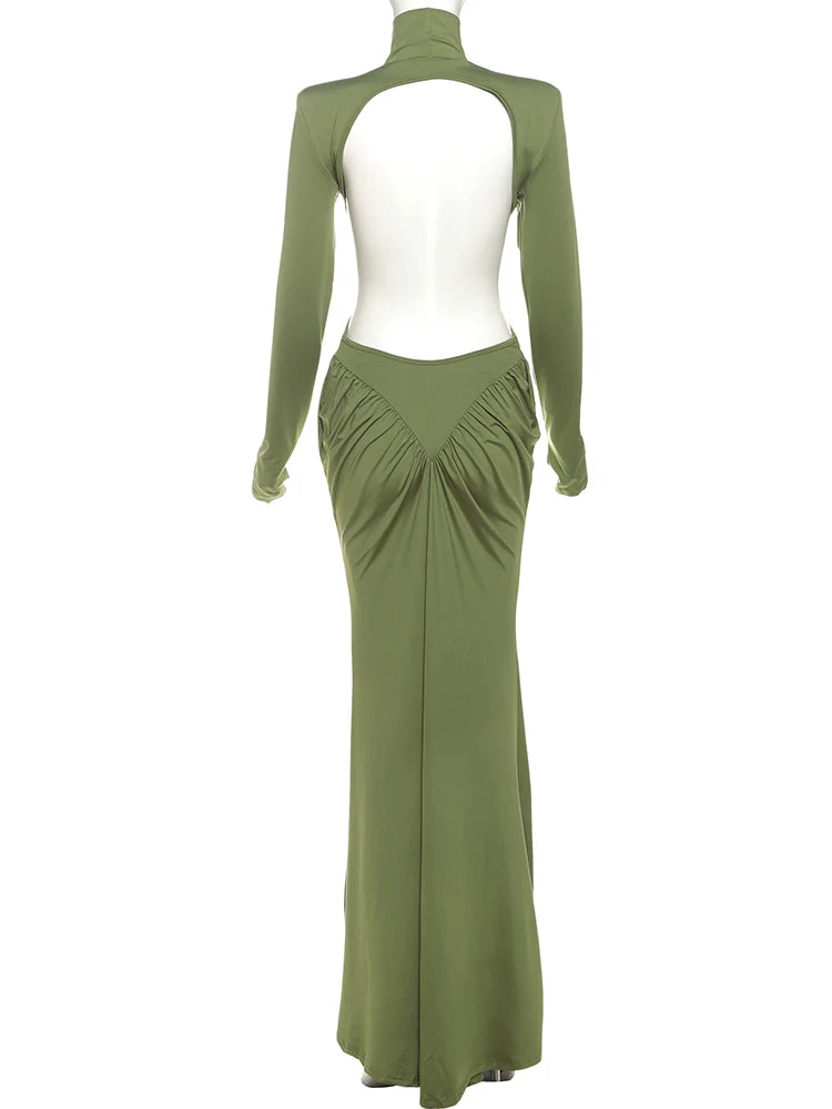 Women's Backless Ruched Maxi Dress