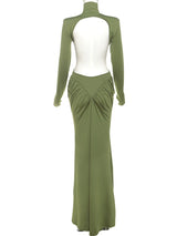 Women's Backless Ruched Maxi Dress
