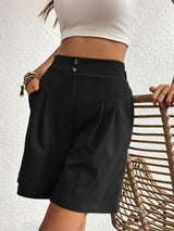 Women Plus Size Pleated High Waist Shorts