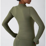 Women's Zip Long Sleeve Yoga Jacket – Slim Fit Gym Training Top