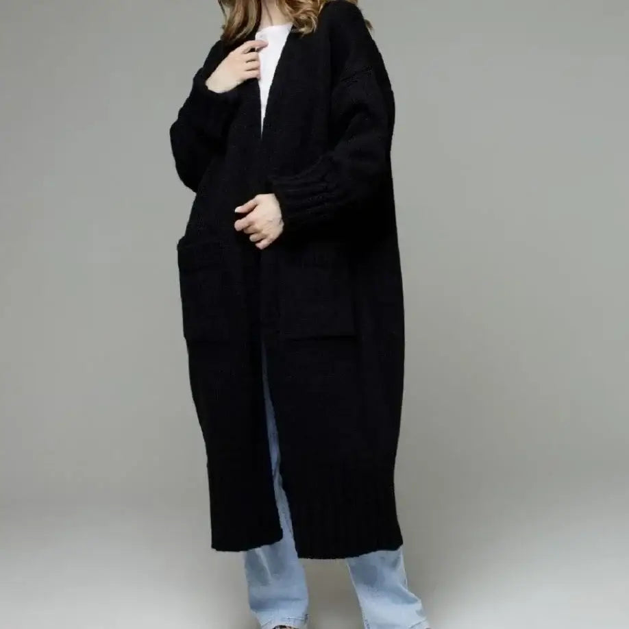 Women Long Pocket Knit Cardigan