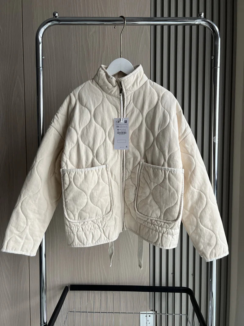 Vintage Quilted High Collar Women's Jacket