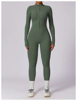 Women Fitness Zipper Long Sleeve Jumpsuit