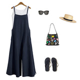 Women Wide Leg Cotton Linen Jumpsuit