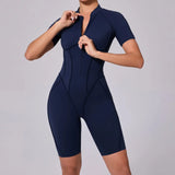 Women Sports Zipper Short Jumpsuit