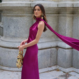Luxe Satin Halter Evening Gown