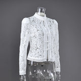 Lace Bloom Embroidered Puff Sleeve Blouse