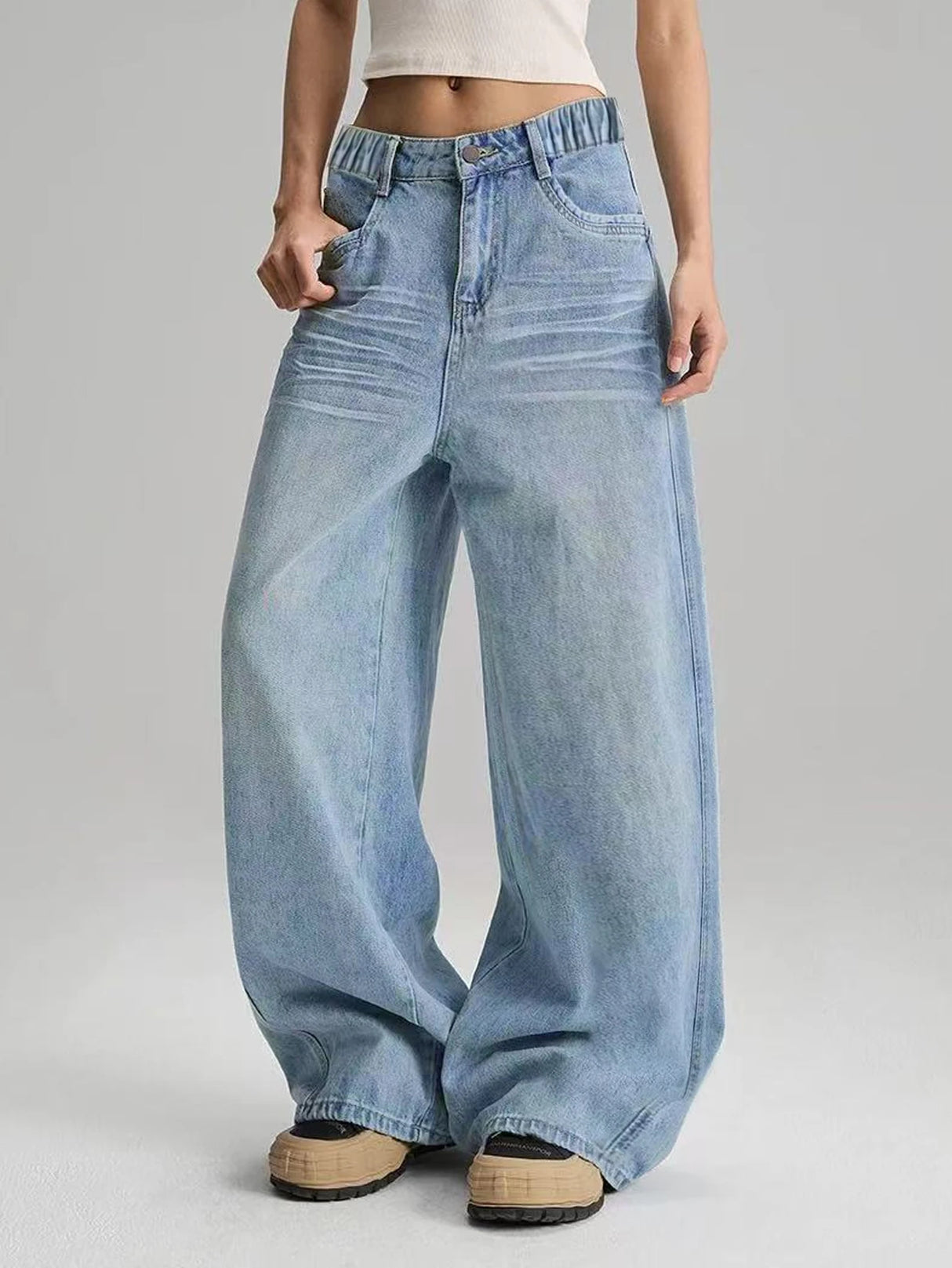 Women Vintage Baggy Straight Jeans