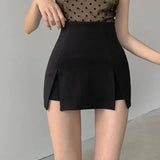 Women's Black Split Skirt Shorts