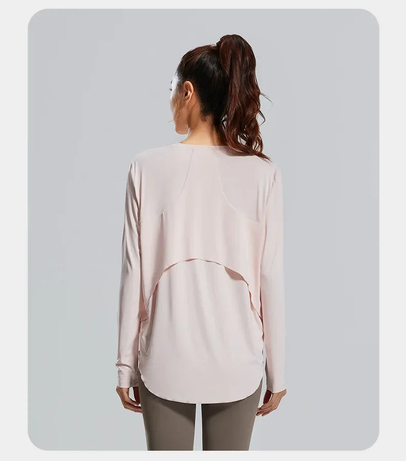 Women Loose Fit Yoga Cover Up Shirt