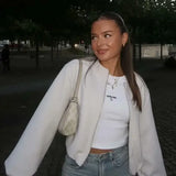 Women Cropped Bomber Jacket