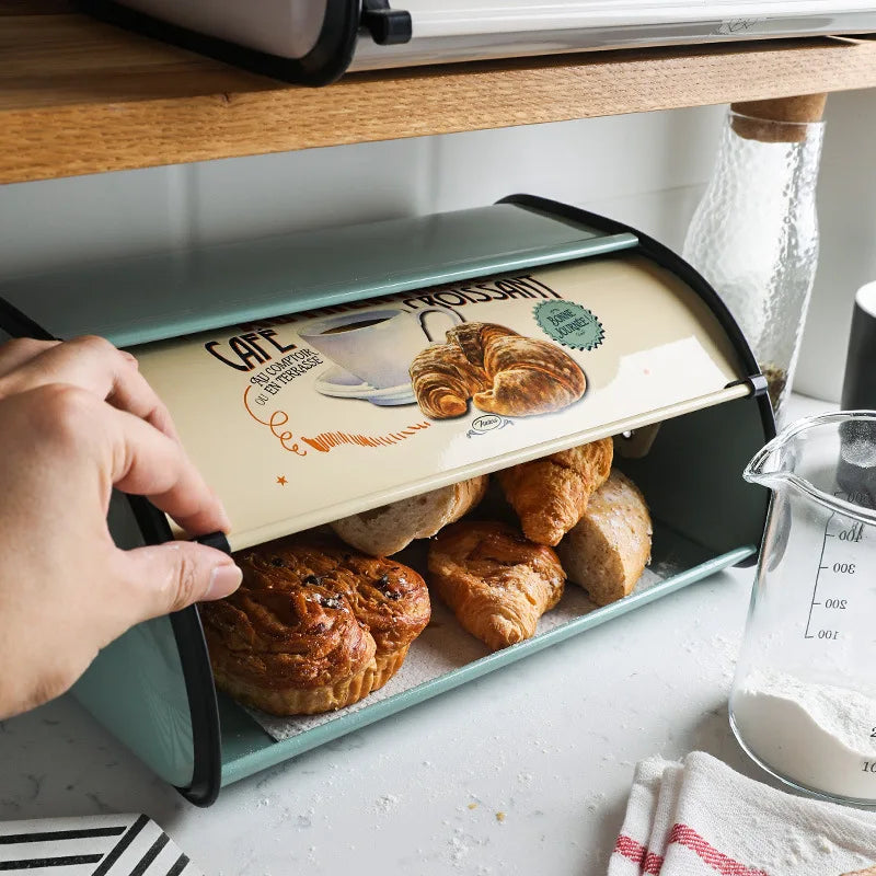 Metal Bread Box with Lid