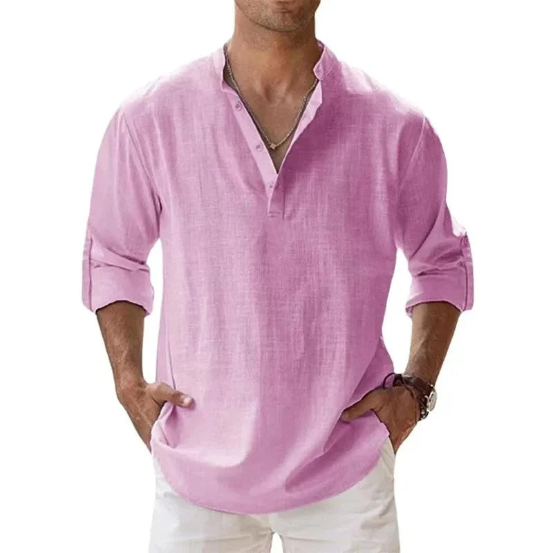 Men’s Linen Henley Shirt