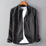 Men's Plus Size Striped Cotton Shirt – 4XL 5XL