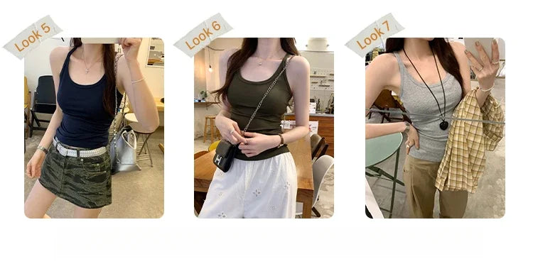 Basic Ribbed O-Neck Camisole Tank Top