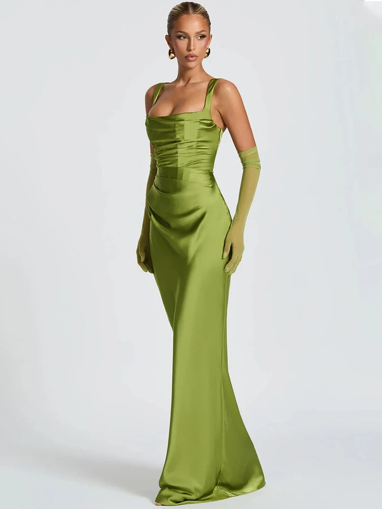 Luxe Satin Halter Evening Gown