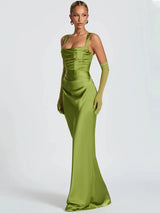 Luxe Satin Halter Evening Gown