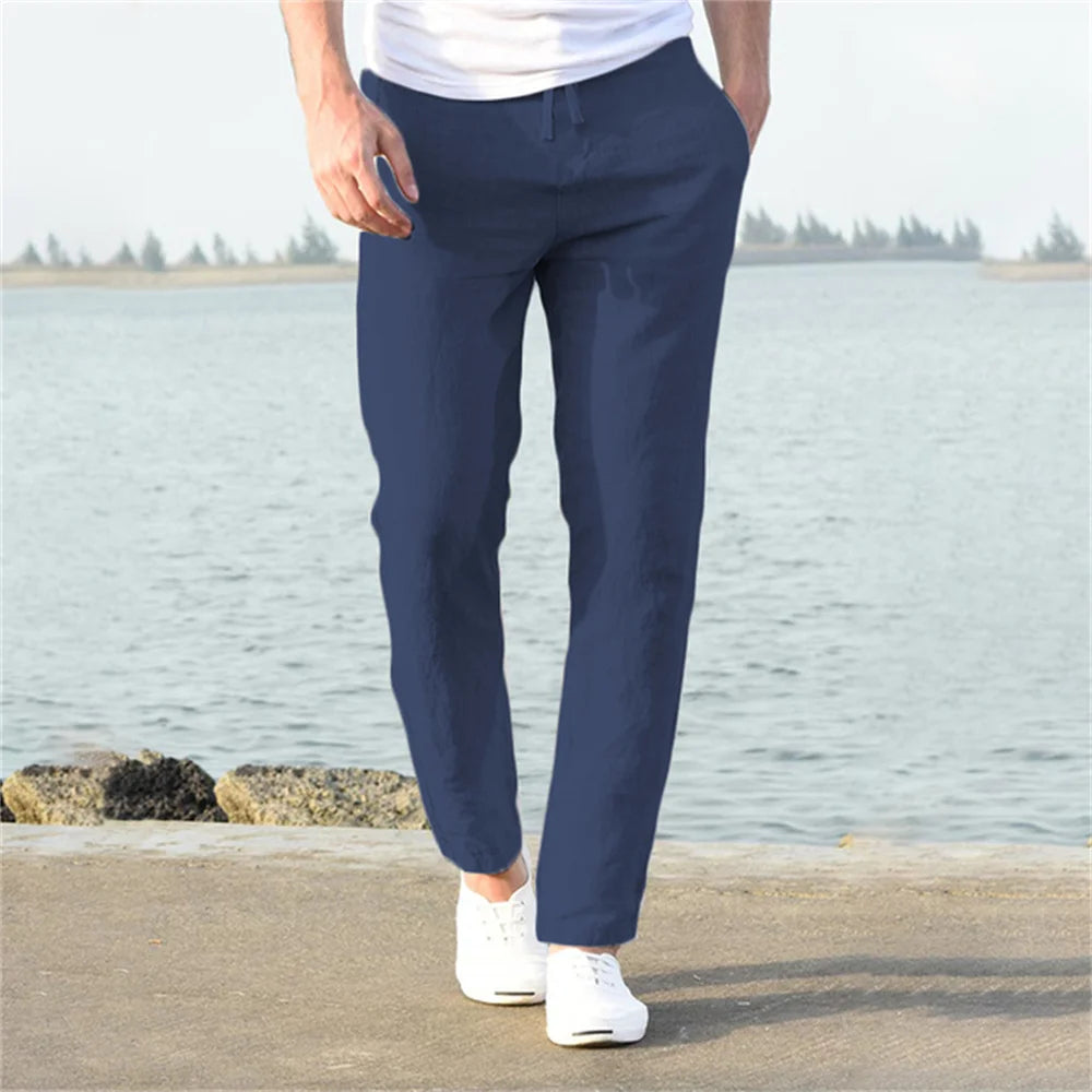 Men’s Solid Linen Trousers