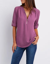 Luna Deep V-Neck Chiffon Blouse