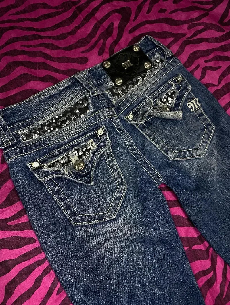 Miss Me Y2K Rhinestone Wide Jeans