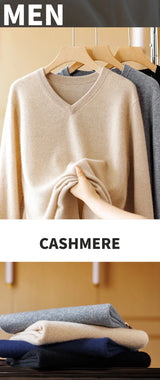Men's Plus Size Cashmere V-Neck Sweater