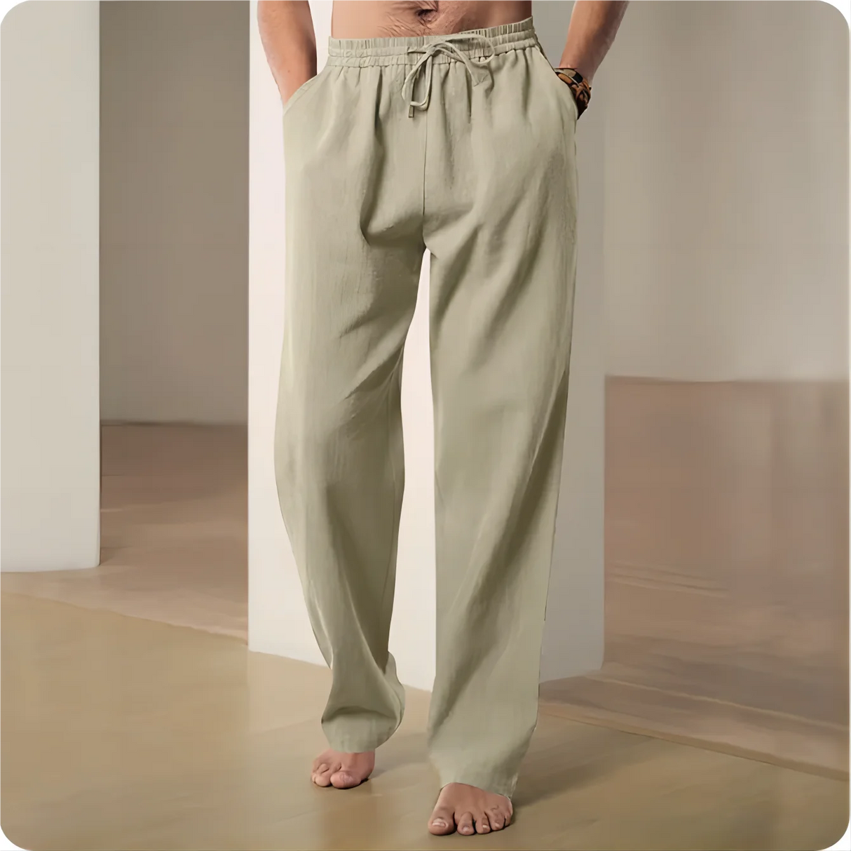 Men Cotton Hemp Casual Pants