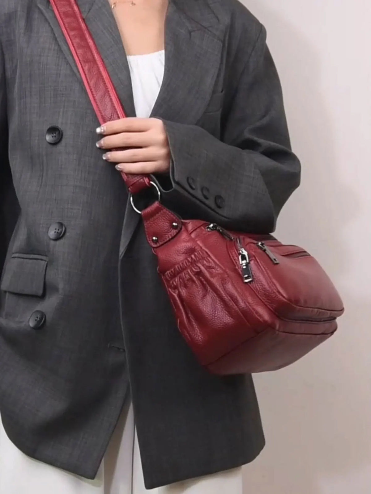 Structured Leather Crossbody Bag