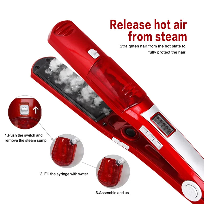 Steam Hair Straightening Brush Iron